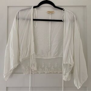 Large Light Cropped Tie-Blouse